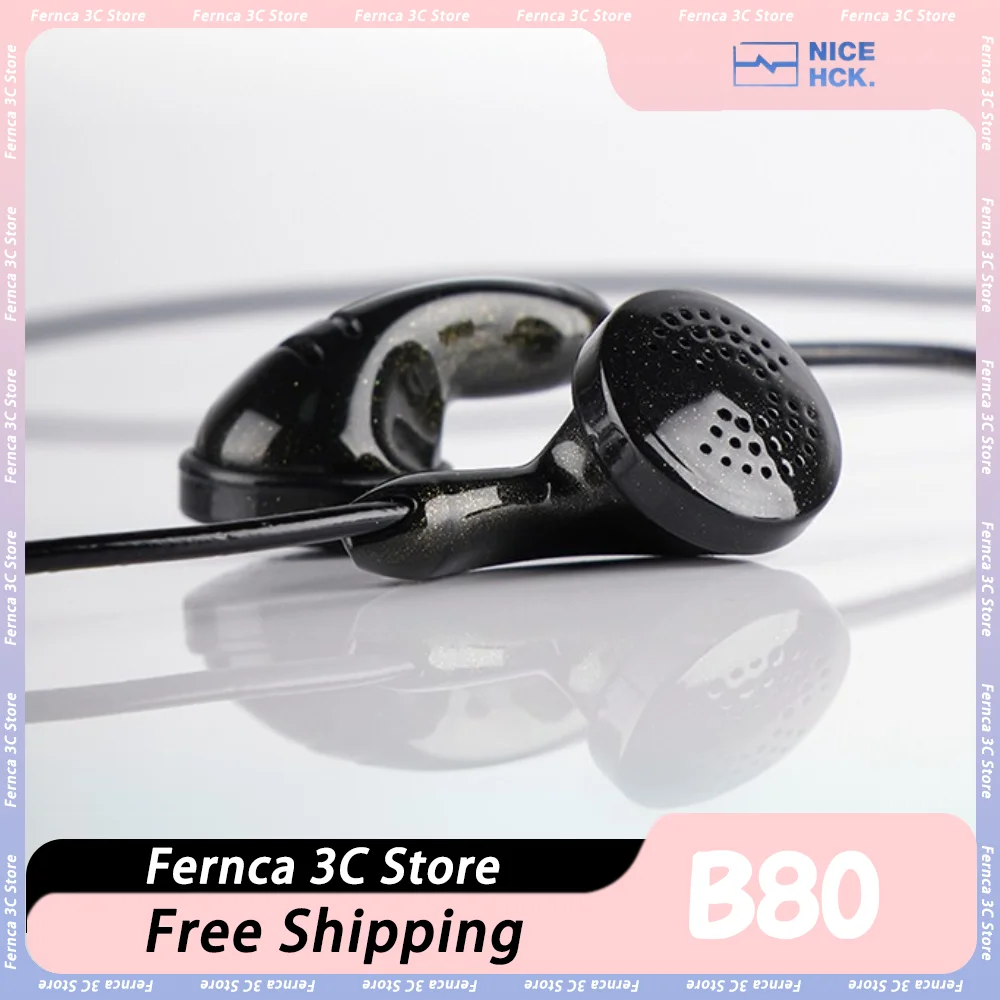 NiceHCK B80 HiFi Earphone TopologyBio Wired Earbud 14.8mm PU Diaphragm Dynamic Bright Surface HD Microphone Music Custom PC Gift