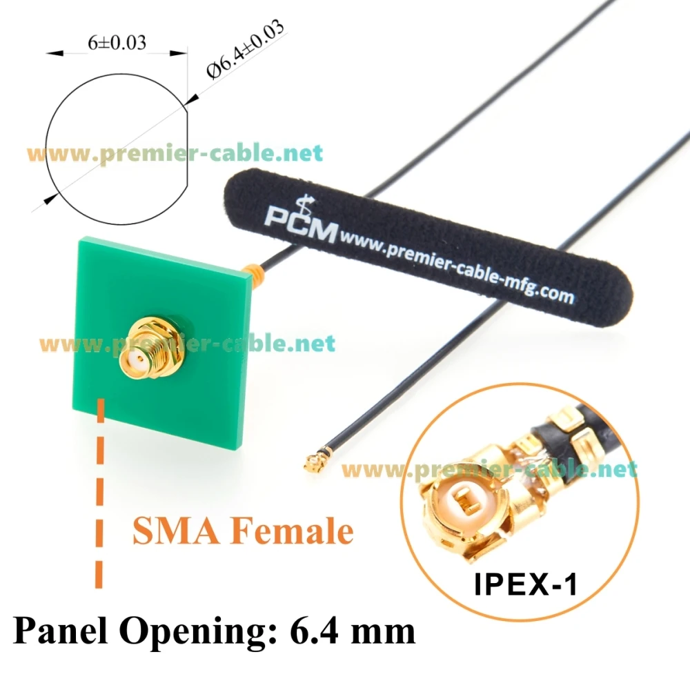 SMA Female to IPEX MHF1 (U.FL) RG178 Pigtail Jumper Cable Panel Mount 50 Ohm RF Coaxial Extension Cable for Antenna, WiFi Router