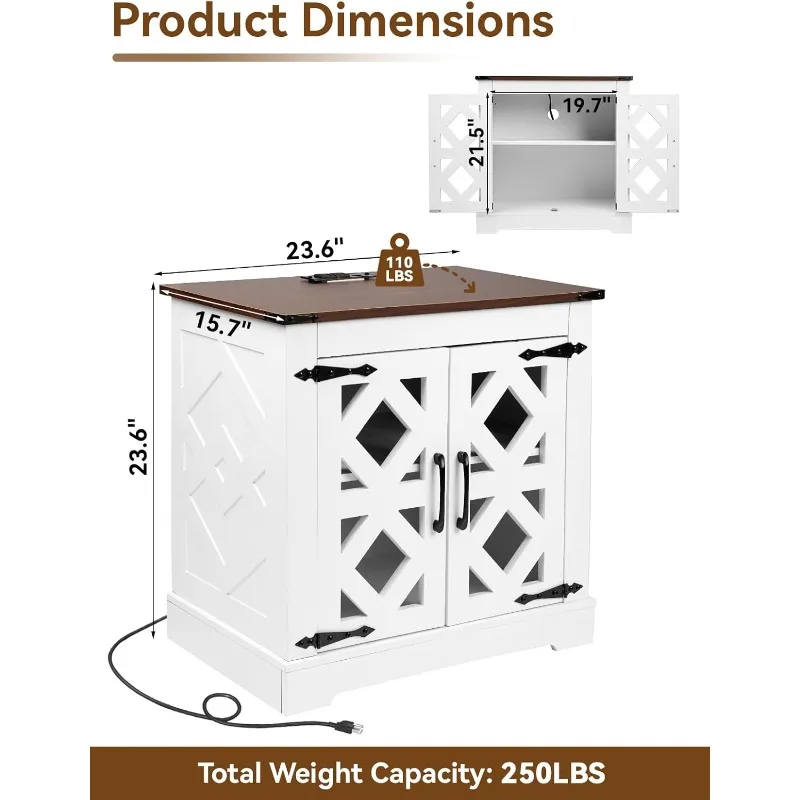 Farmhouse End Table with Charging Station, 24