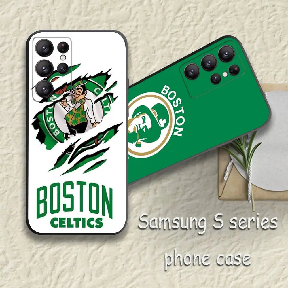 Funda B-Boston C-Celtics para Samsung Galaxy S25 S23 S22 S21 S30 S20 S10 Ultra Plus FE, Funda Protectora Suave de TPU