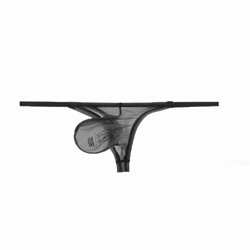 Men's Underwear Ice Silk Thong Single Layer Stretch Silky Smooth No Trace Spaghetti Strap Fitted T Pants