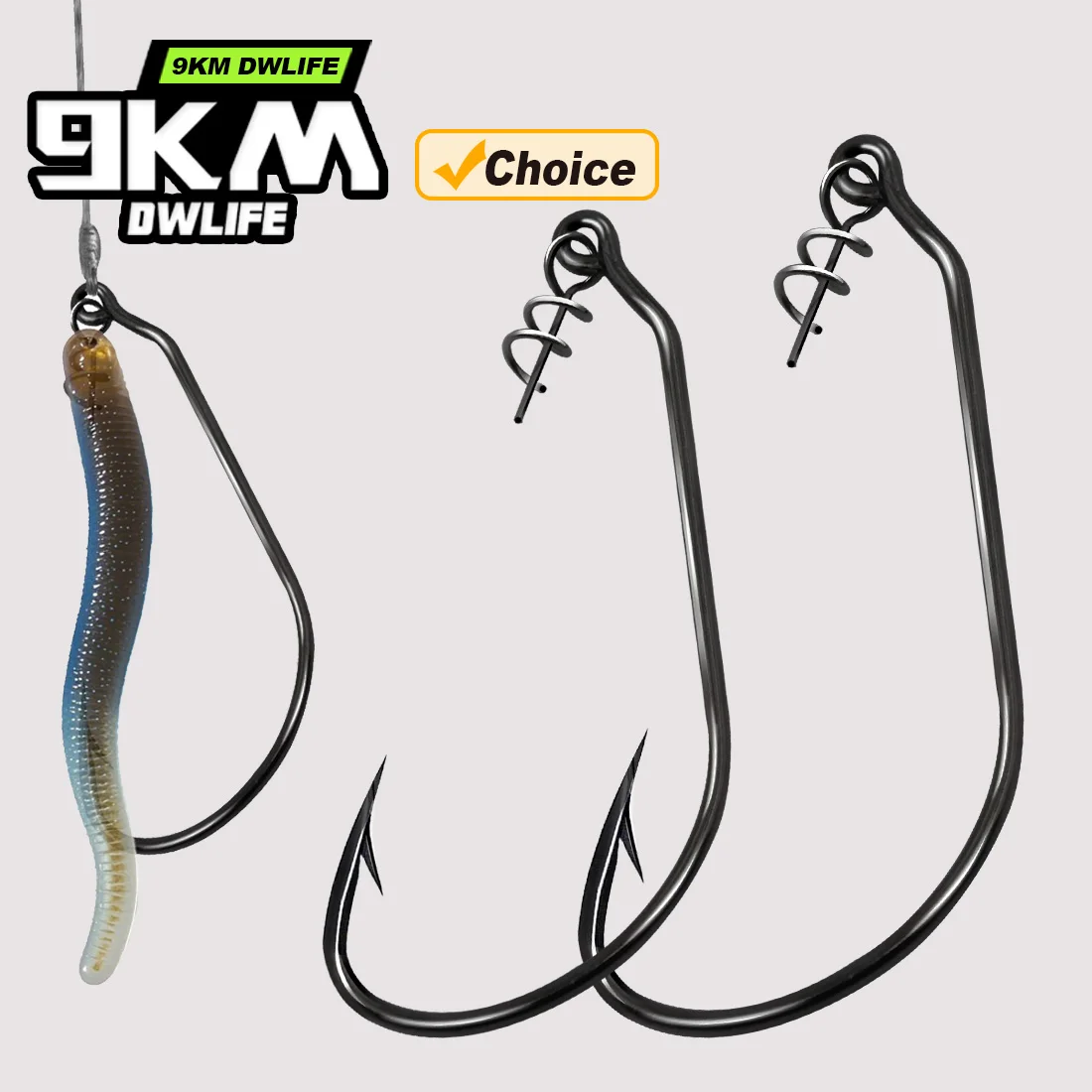 9KM Angelhaken für Swimbait 25-100 Stück, Unkrautfreier Haken mit Drehverschluss-Wurmklemme für Weichköder, Salzwasser Süßwasser