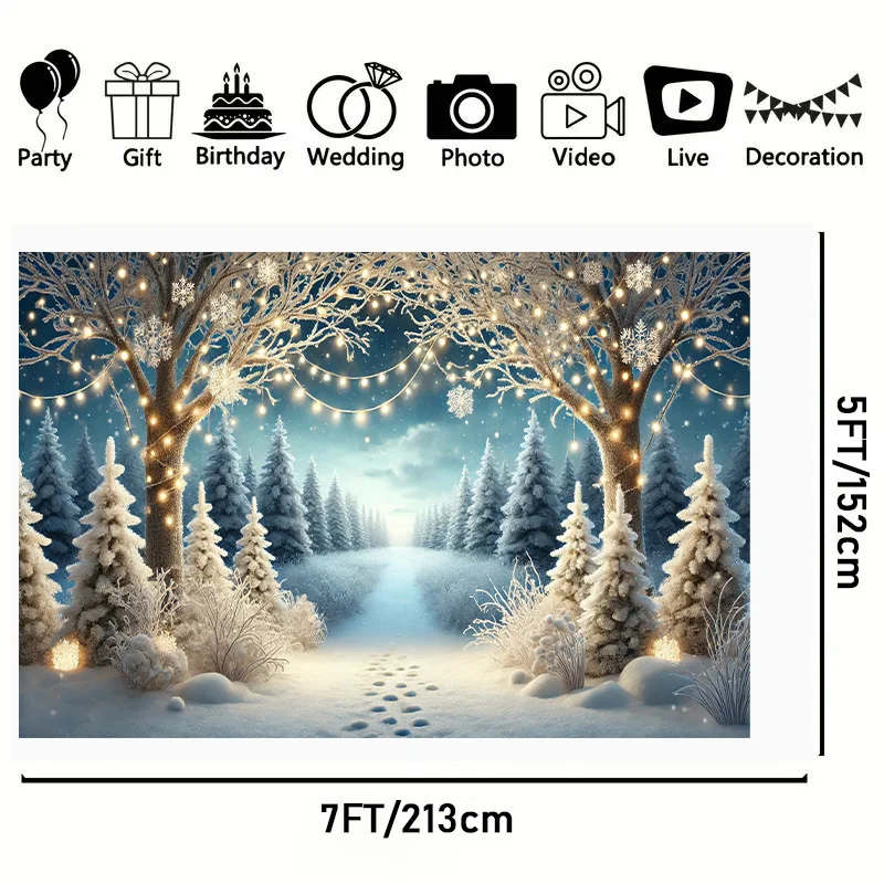قطعة واحدة من خلفية إضاءة مشهد الثلج الشتوي العجائب، مناسبة للتصوير الفوتوغرافي في غرفة المعيشة في الهواء الطلق والاستوديو وديكور الحفلات