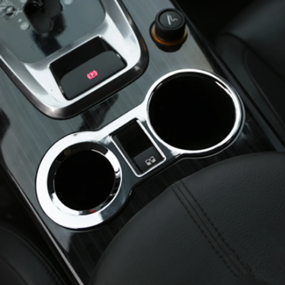 Car Water Cup Holder Cover Sticker Trim for Peugeot 3008 2014 2015 2016 2017 2018 LHD ABS Chrome Interior Decoration Accessories
