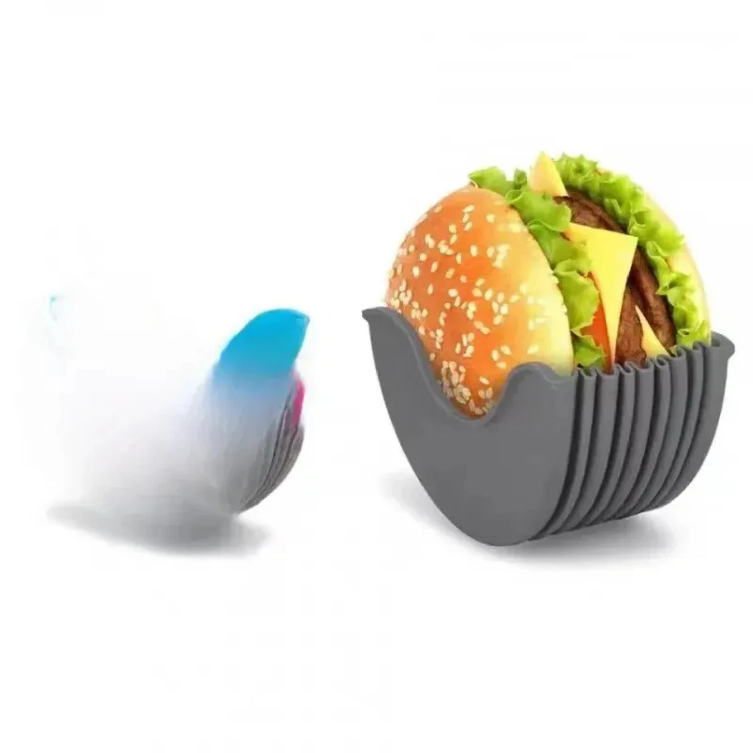 

Portable Silicone Anti-slip Burger Clip -free Fixed Box Cleanable Expandable Burger Tray Bread Clip Modern Simple Style