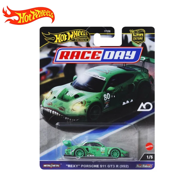 

Genuine New Hotwheels Green Dinosaur 911 White Rwb P Series High-Quality Alloy Car Model Toy Cool Gift For Children In Stock Now