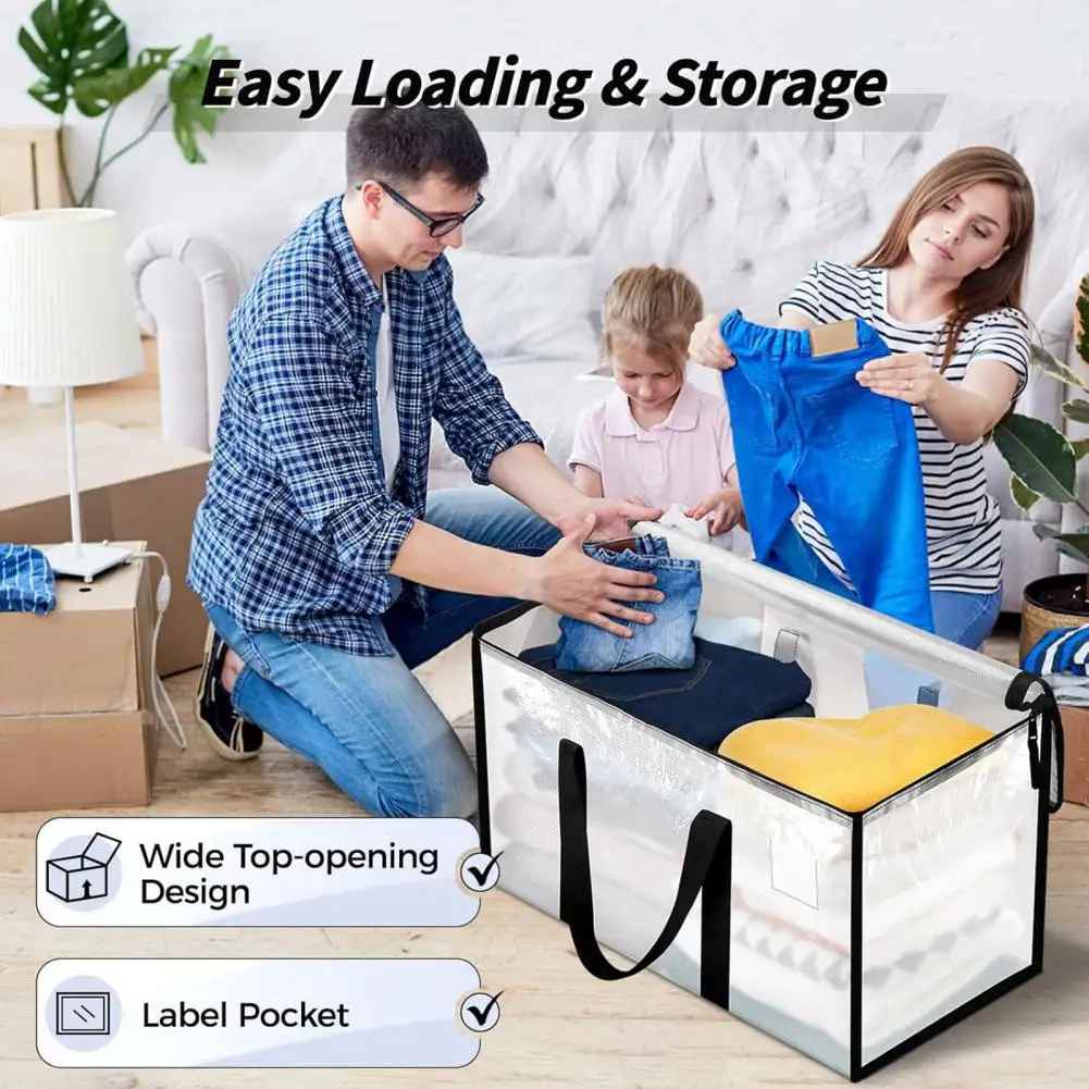 Moving Bag Large Capacity Storage Tote With Reinforced Handles Waterproof Zippered Moving Box Label Pocket For Clothes Packing