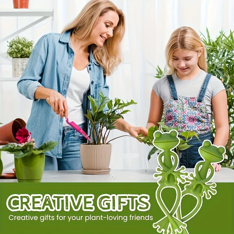 

2/4 шт. подставки для растений в виде зеленой лягушки, милые и стабильные опоры для растений, подходят для горшечных растений и суккулентов, идеальный декор для сада