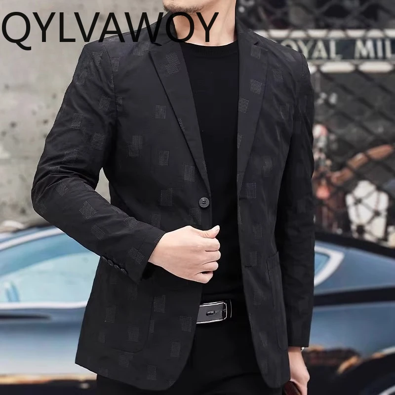 QYLVAWOY Men's Suits and Separates Spring Autumn Blazer Masculino High-end Tops Man Blazer Jacket Coats for Man Business Casual