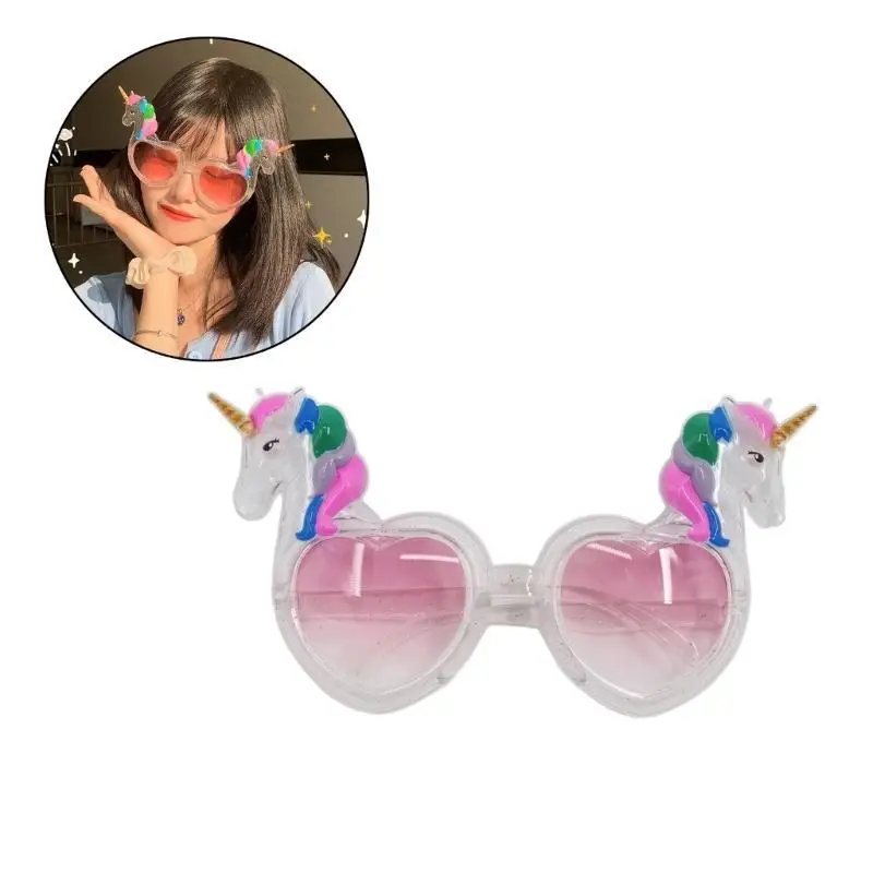 652F 유니콘 하트 안경 유니콘 안경 귀여운 만화 유니콘 안경 유니콘 테마 성인 어린이를위한 파티 용품