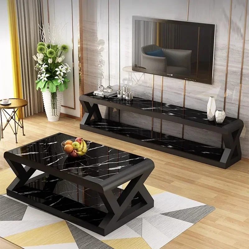 Simple Black Storage Coffee Table Modern Design Minimalist Glass Marble Coffee Table Nordic Low Mesa De Centro De Sala Furniture