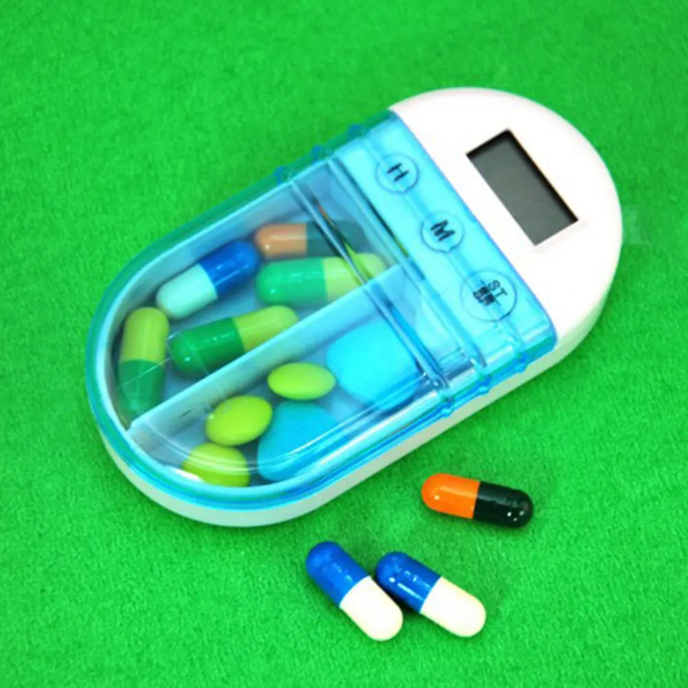 Smart Electronic Box 2 Compartments Digital Timer Pill Case Timer Alarm Pill Reminder Case Portable Health Solution