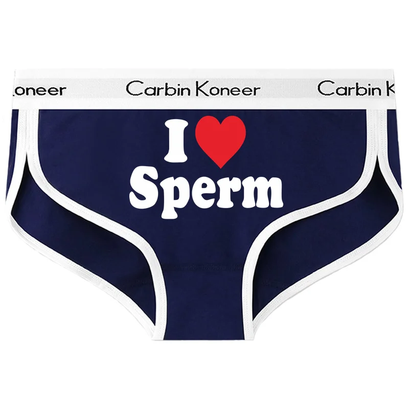 2022 Women\'s Cotton Underwear I LOVE SPERM Letters Print Girls Intimates Sexy Panties Women Cotton Sports Underpant Cute Briefs