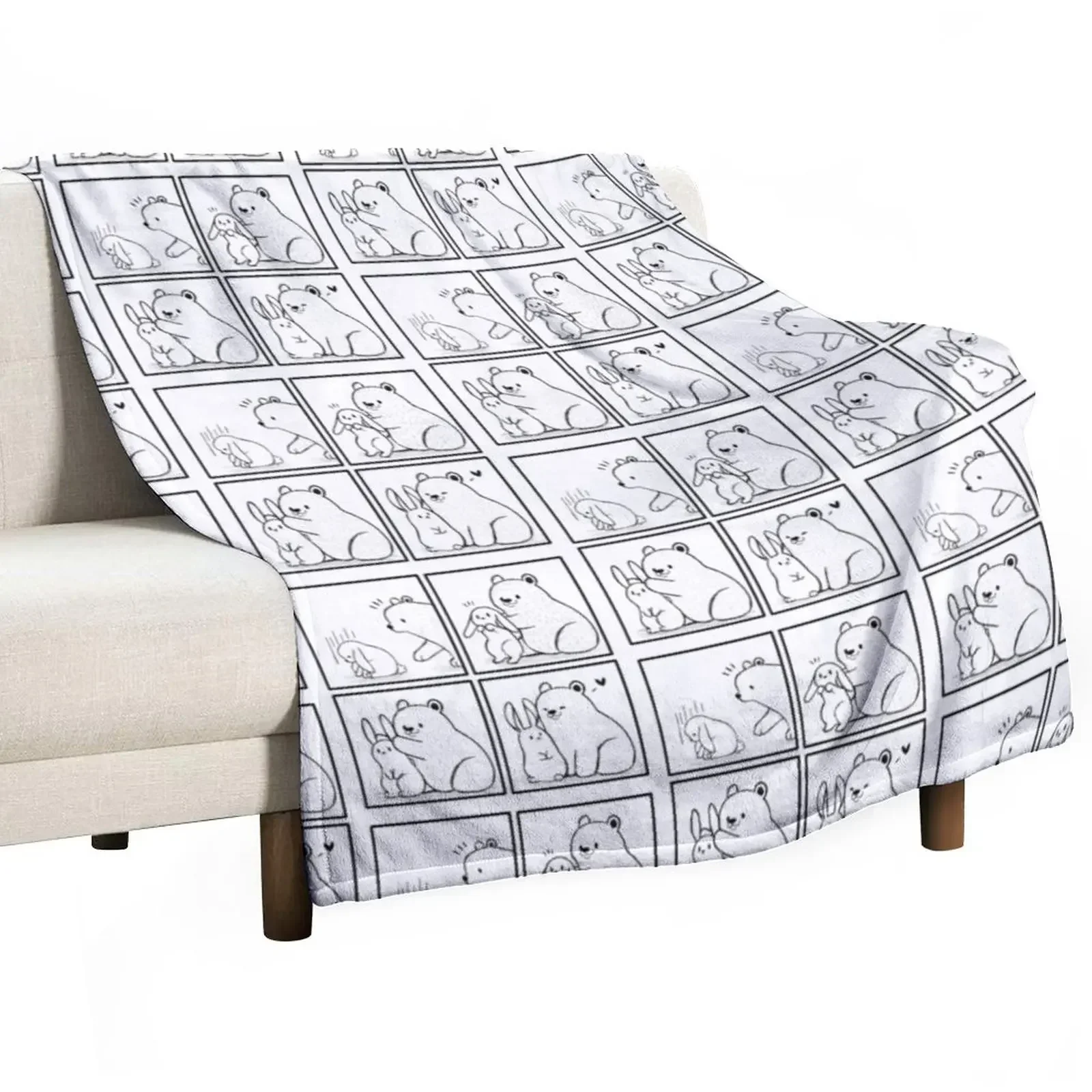 

Bear and Bunny comic Throw Blanket Weighted for sofa Single Blankets