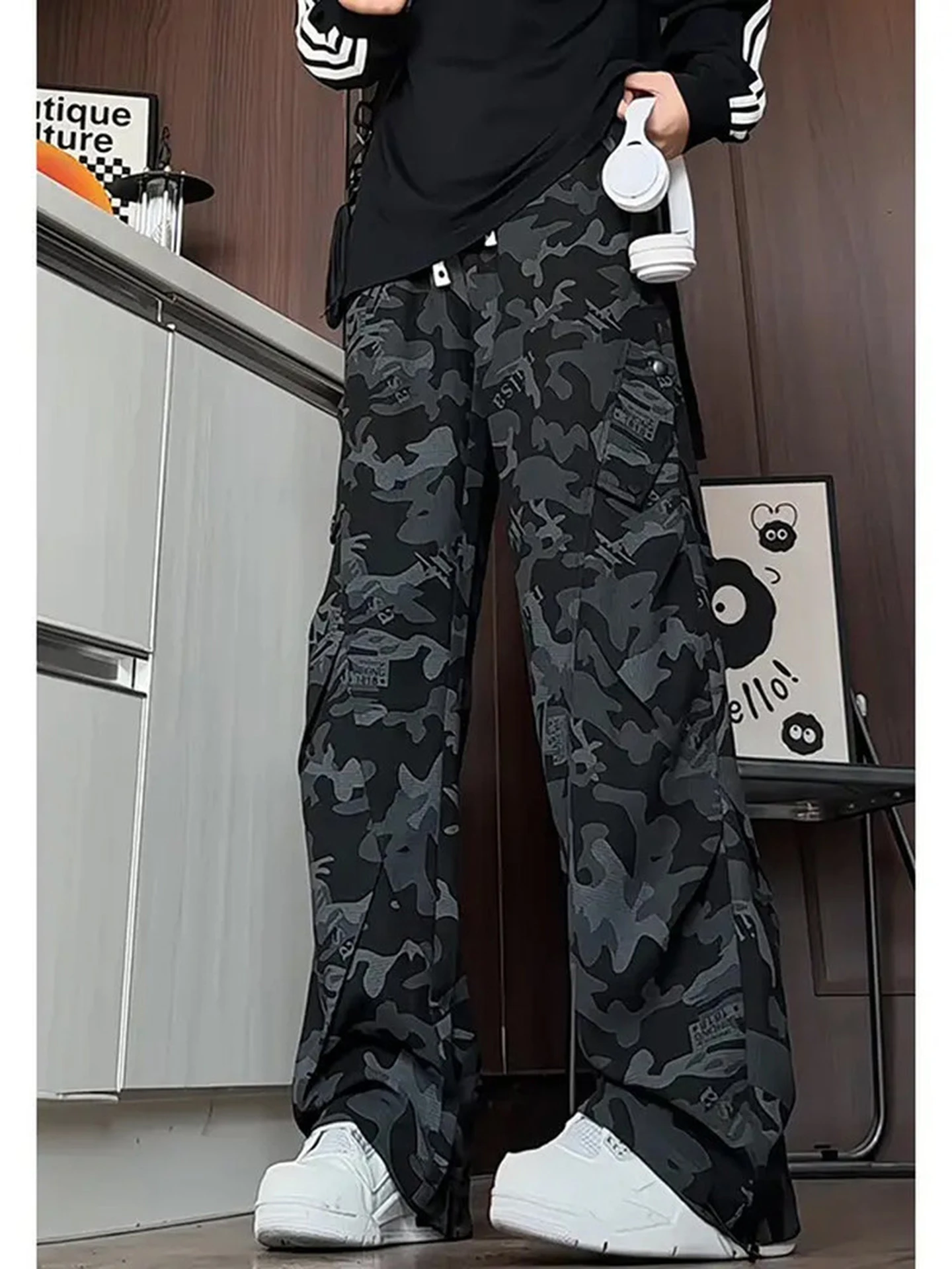 

Мужские камуфляжные брюки Cleanfit: осенне-зимний дизайн, прямые повседневные брюки в американском стиле, рабочая одежда, низкая посадка, прямой крой.