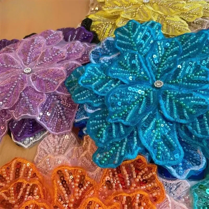 

5Pcs.24CMX21CM,22Colors.Multi-layer Embroidered Beaded Sequins Large Flowers,DIY Clothing,Coat Chest Flower,Decoration Patch