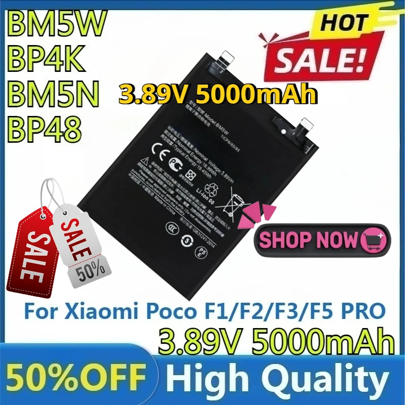 

For Xiaomi Poco K50/Poco F4 GT POCO F5 PRO K70 Pro X5 Pro 5G BP4K BP48 BM5N BM5W Battery Batería New High Quality BP4K