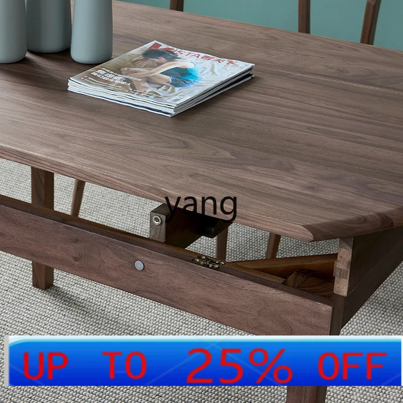 

LH Modern Minimalist Retractable Folding round Table Black Walnut Home Dining Table