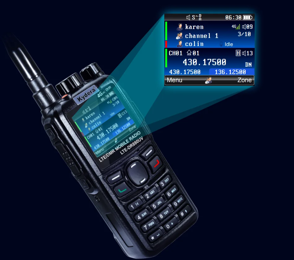 Kydera Comunicador LTE-DR880UV Walkie Talkie UHF VHF PoC 4G Radio With Dispatching System Tour Guide System Supports OEM