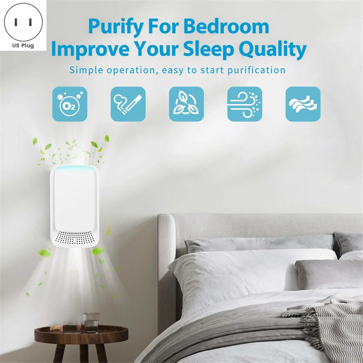 BFYL-Luftionisatoren für Zuhause, Plug-in-Luftreiniger für Zuhause, leiser und tragbarer Luftreiniger für Schlafzimmer, Haustier, Küche, Büro (US)