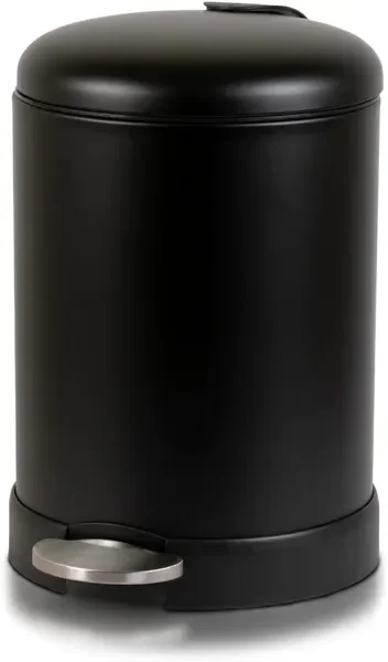 

Small Trash Can, 1.2 Gallon | Round Stainless Steel Garbage Bin with Soft Close Lid & Step Foot Pedal