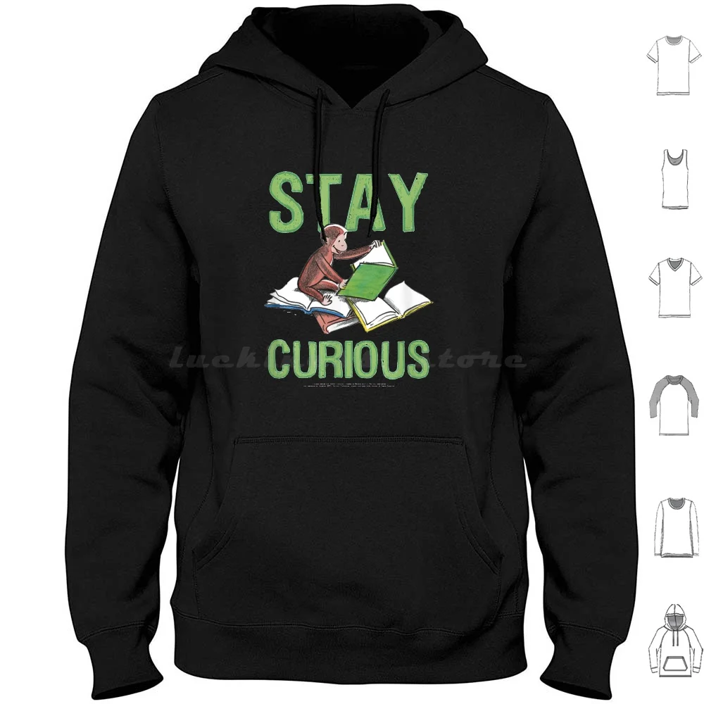 Curious George Stay Curious Reading Portrait Hoodie cotton Long Sleeve Curious George Stay Curious Reading Portrait