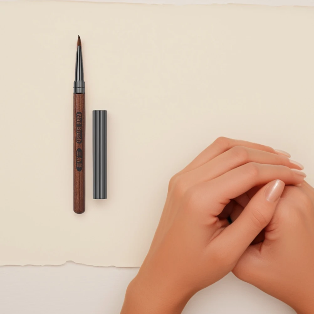 

Nail Art Pen Sandalwood Handle Ergonomic Embossing Fine Liner Drawing Tool DIY Painting Pens Triangle Tip
