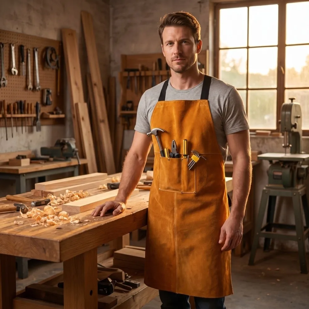 Orange Thick Cowhide Welding Apron Cowhide 90cm*60cm Orange Welder Protective Leather Apron