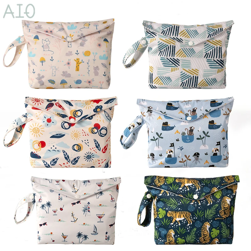 AIO 1Pcs 27*19cm Reusable Cloth Diaper Wet Bag Waterproof Reusable Makeup Bags PUL Travel Cosmetic Bag Diaper Bag Single