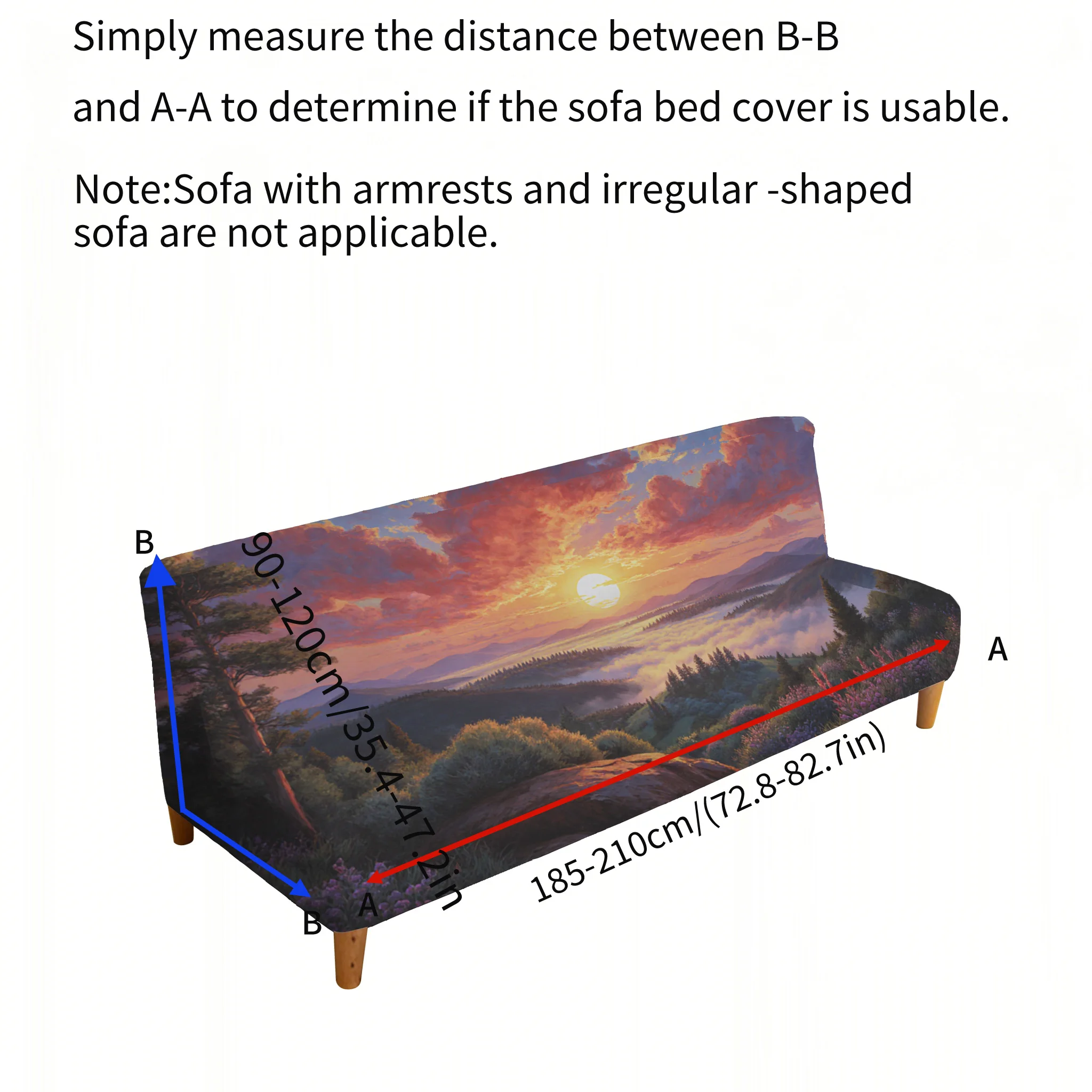 Cloud sea sunset mountain view sofa bed cover, non-slip and scratch-proof furniture protective cover, easy to install