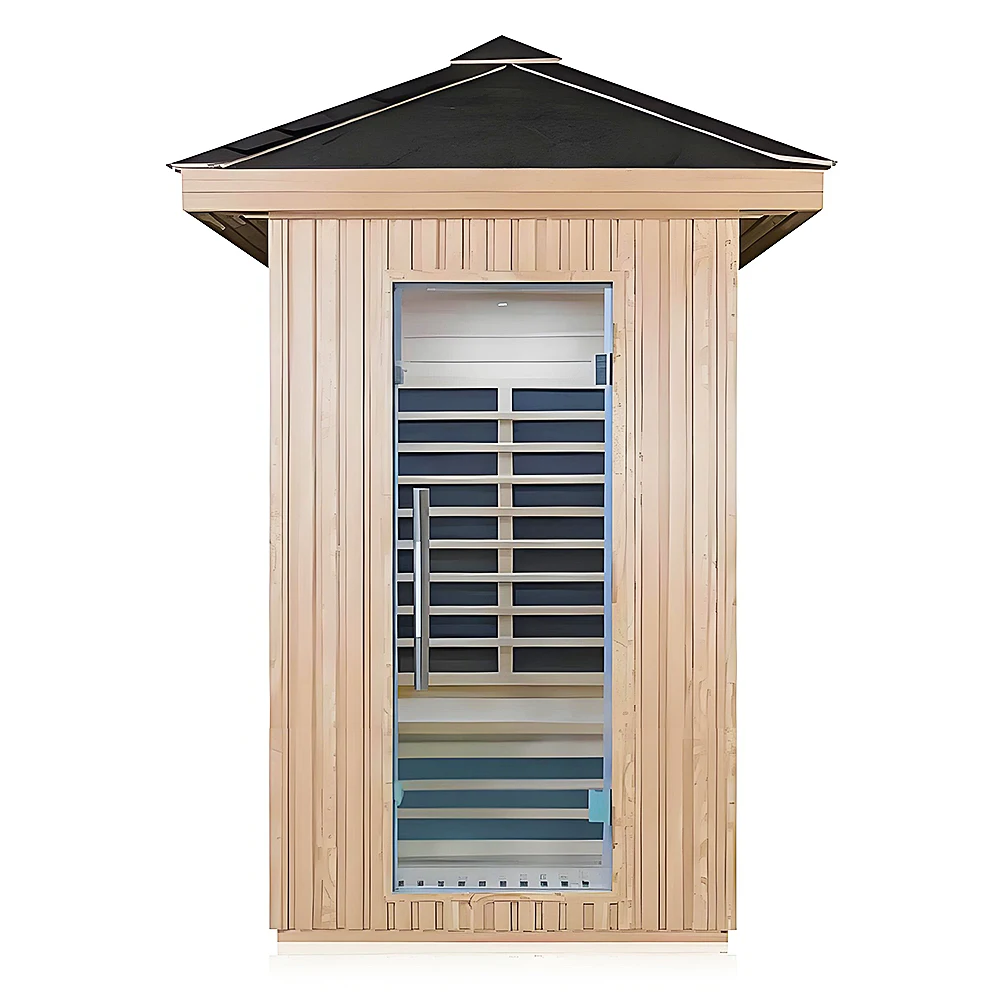 Indoor Wooden Sauna 1-2 Person Home Far Infrared Sauna Room with Stove for Backyard Mini Wooden Barrel Steam Sauna