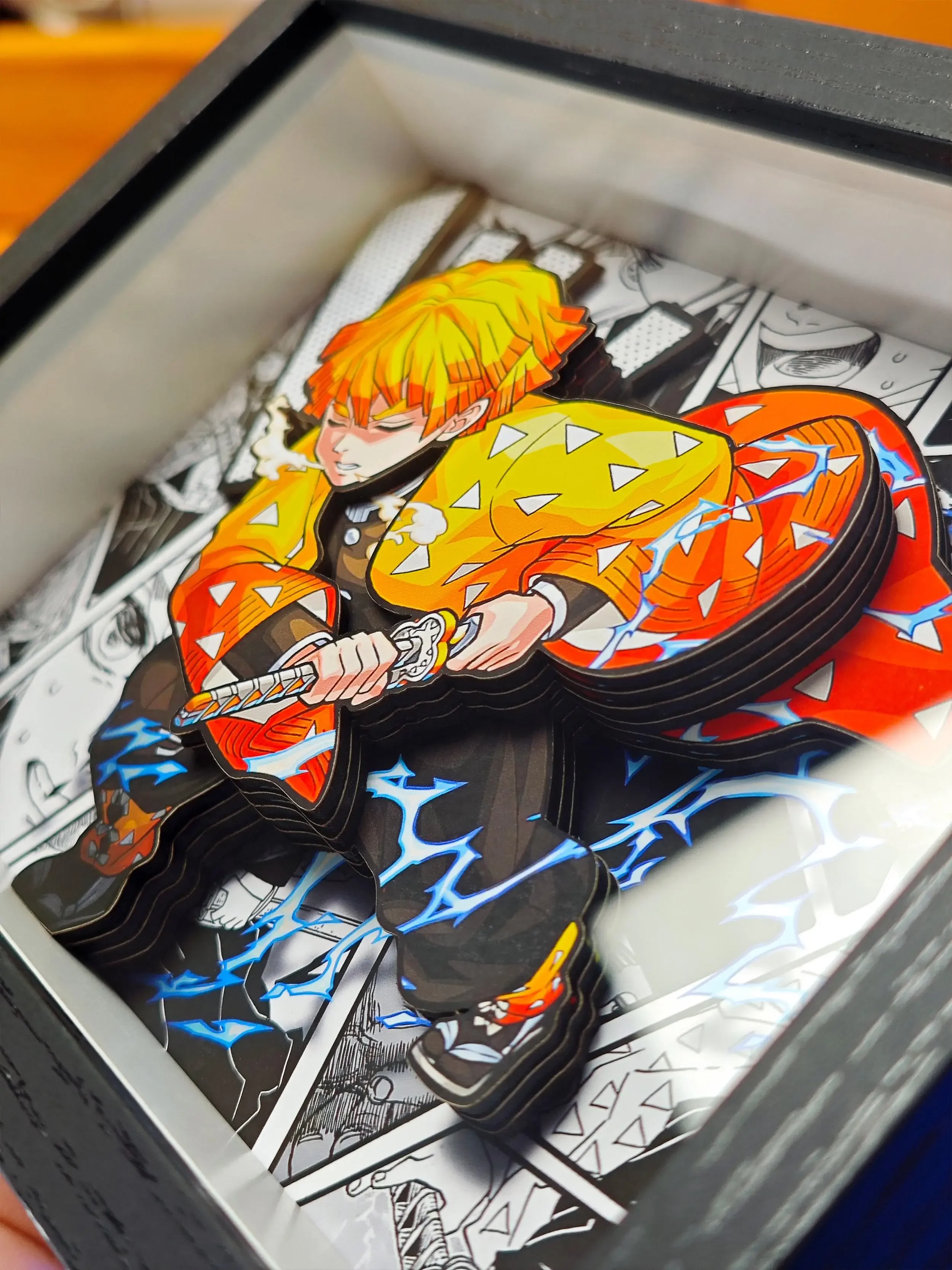 Anime Demon Slayer Rengoku Kyoujurou Tsugikuni Yoriichi Cosplay Handmade Gifts Paper Art 3d Stereo Painting Hanging Picture Gift
