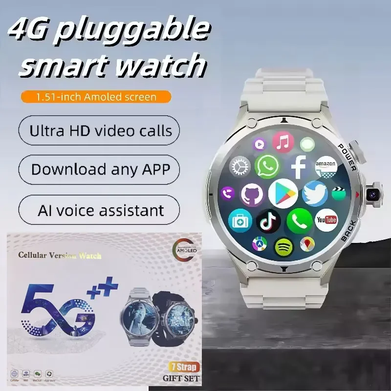 

H12 4G/5G LTE Android Smartwatch: 1.6-inch AMOLED HD Display (720x720), GPS Positioning, WiFi Connectivity