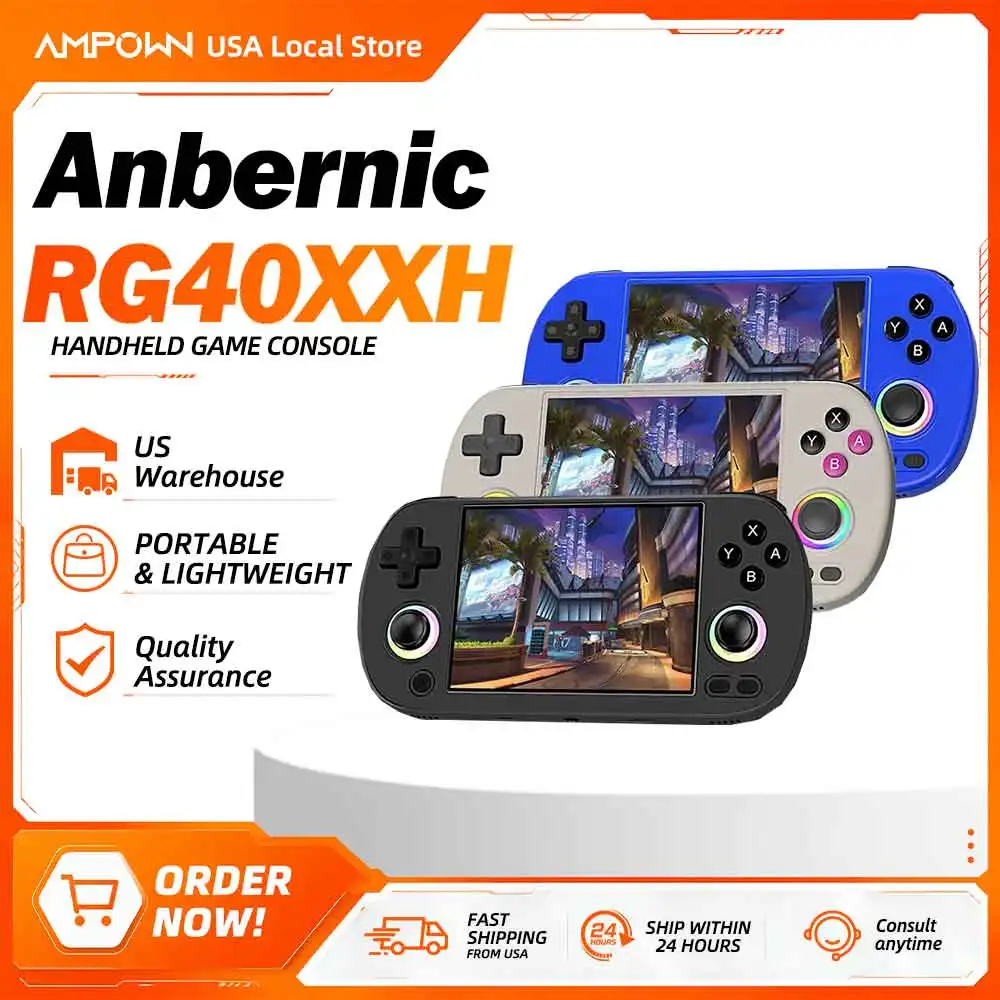 ANBERNIC RG40XX H Handheld Games Console 4.0" IPS Screen Linux 64-bit Multicolor LED Lights Retro Gaming Console  Classic Games