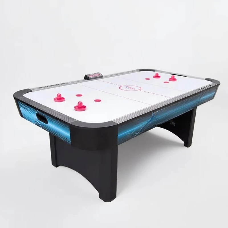 

High-quality 7-foot electric blue air hockey table for family games room, indoor sports equipment