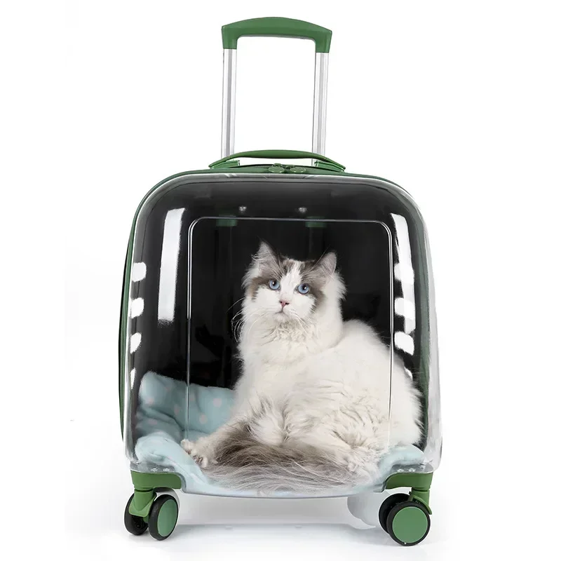 Cats Carrier Pet Backpacks PC Material Travel Stroller Bags Pet Shop Transparent Transportation Products on Wheels Accessories