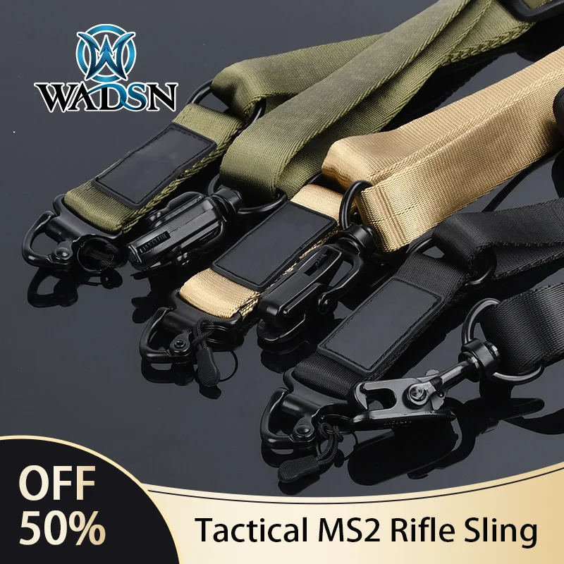 WADSN Tactic MS2 Multi-Mission Rifle Sling With Patch 1/2 Point Adjust Belt Buckle Detachable rope strap Metal  weapon equipment