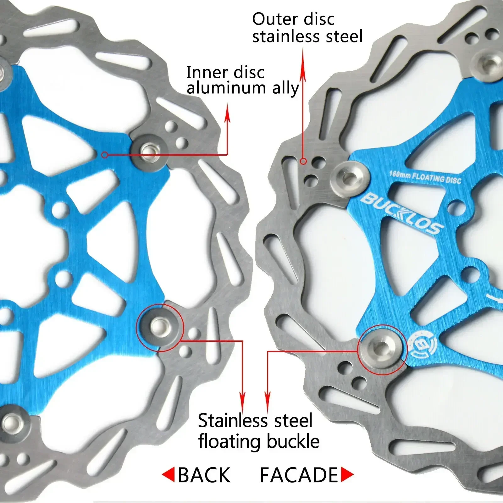 BUCKLOS-rotores de freno para bicicleta de montaña, rotores flotantes de 160/180/203mm, pieza de bicicleta, 2 uds.