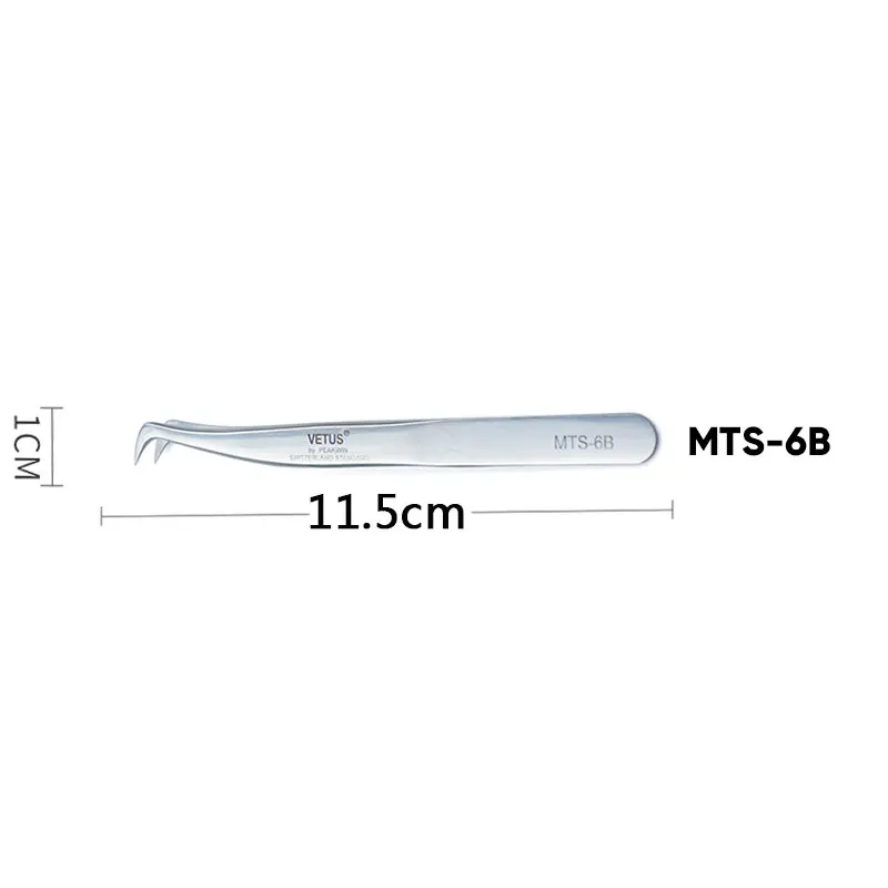 Stainless Steel Eyelash Tweezers With Fiber Tips High Precision Superhard VETUS Tweezer for Volume Fans Lashes Extensions