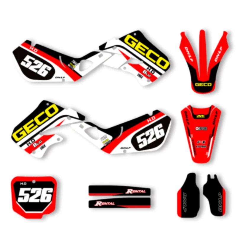 

DSMTECH Motorcycle Graphics Fairing Stickers kits Customize For Honda 98-99 CR125 CR 125 97-99 CR250 CR 250 004
