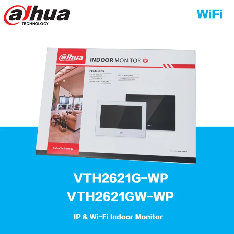 Dahua-Monitor interno IP e Wi-Fi, estação de porta de suporte e monitor IPC, áudio bidirecional, VTH2621G-WP