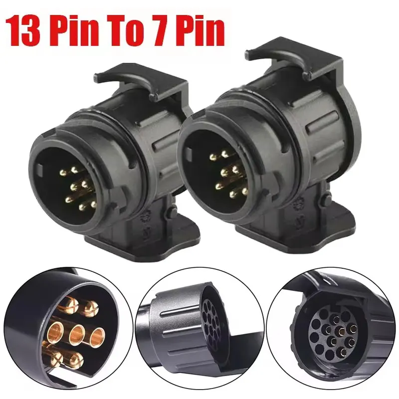 

Car Plug Adapter Durable 13-pin To 7-pin Trailer Connector 12V Tow Hook Trailer Waterproof Protective Connector RV Accessories