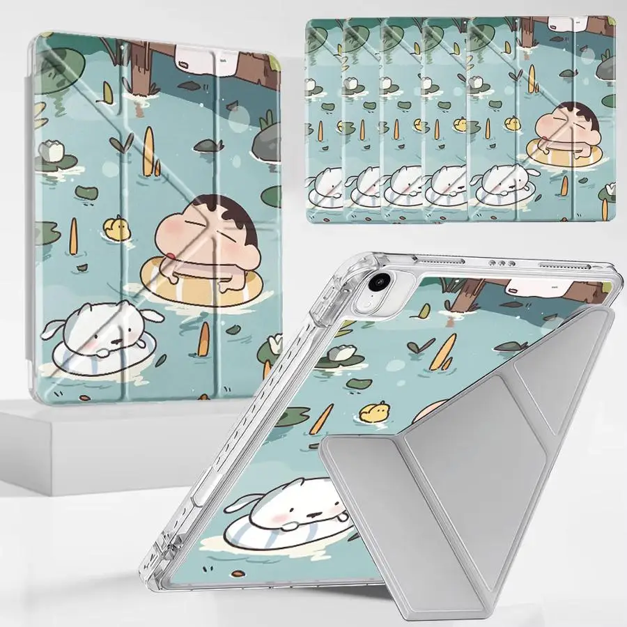 

Чехол-подставка Crayon Shinchan Hot Spring Y-Fold для планшетов iPad Mini 6, 7, Air 4, 5, M3, M2, 1, 2, M4, 11 дюймов, Pro 11-го, 10-го, 9-го, 8-го поколений