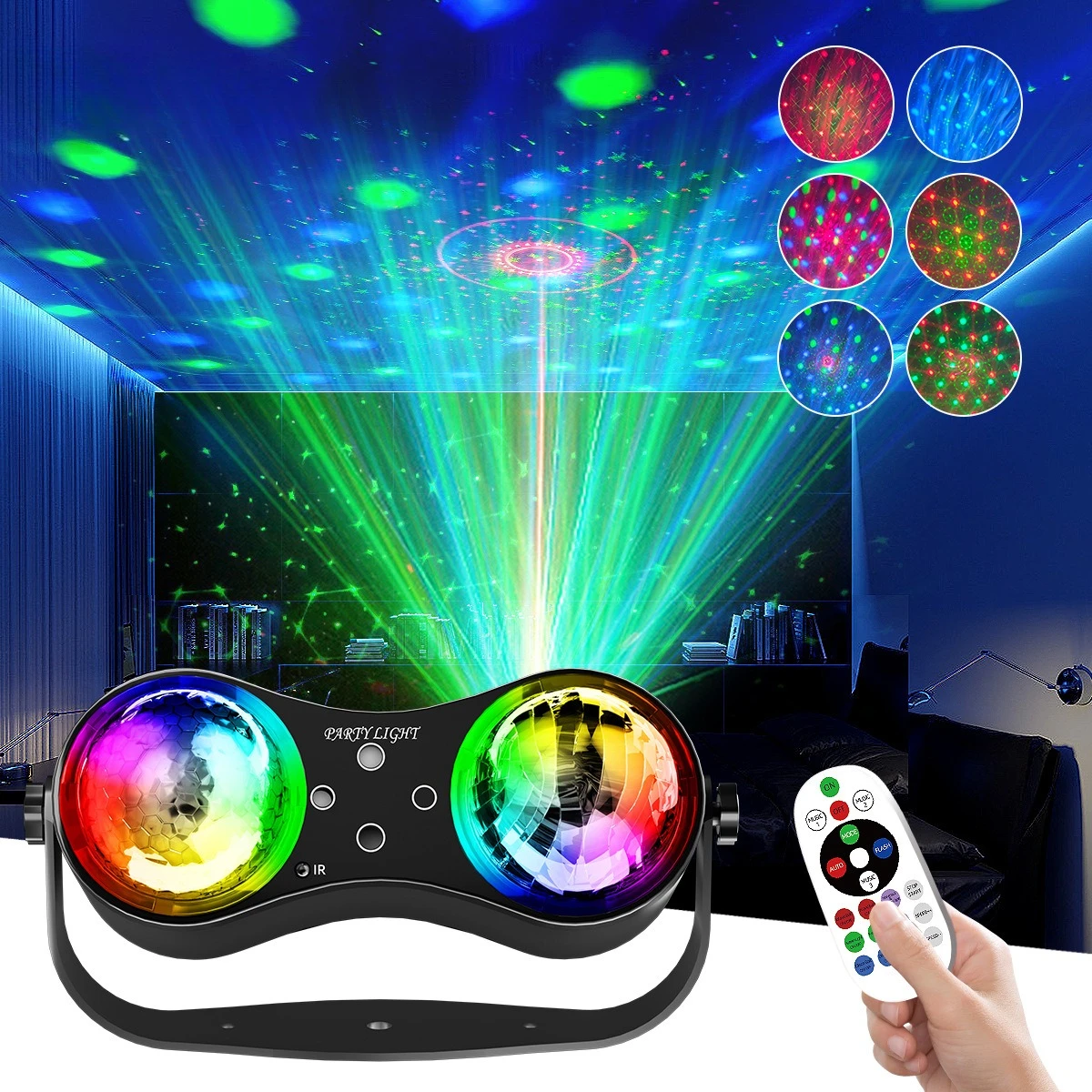 

Double Ball Northern Lights Stage Light LED Laser Magic Ball Light USB Remote Control Party