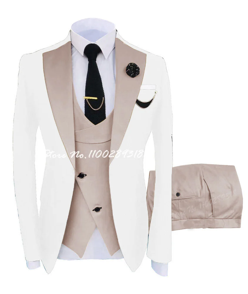 

2023 Suits For Men Casual Business Suit High-end Formal Suit 3 Pcs Set Groom Tuxedo Wedding Coustime Homme Luxe(Coat+Vest+Pants)