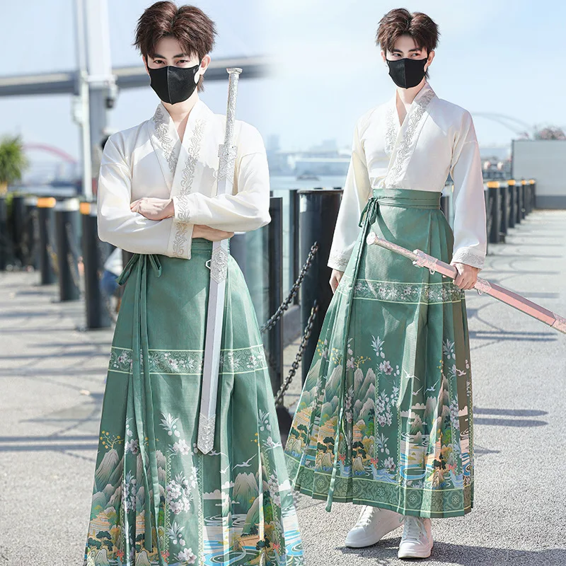 

Horse Face Skirt Traditional Hanfu Dress Ancient Ming Dynasty Swordsman Ethnic Cosplay Dance Costume Halloween Hanfu Folk Dress