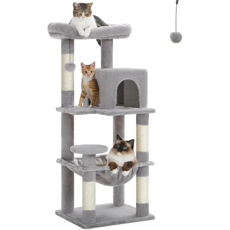 

45.7" Cat Tree for Indoor Cats, 5-Level Cat Tower with Large Hammock, Condo with Big Top Perch & 4 Sisal Covered Scratching Post