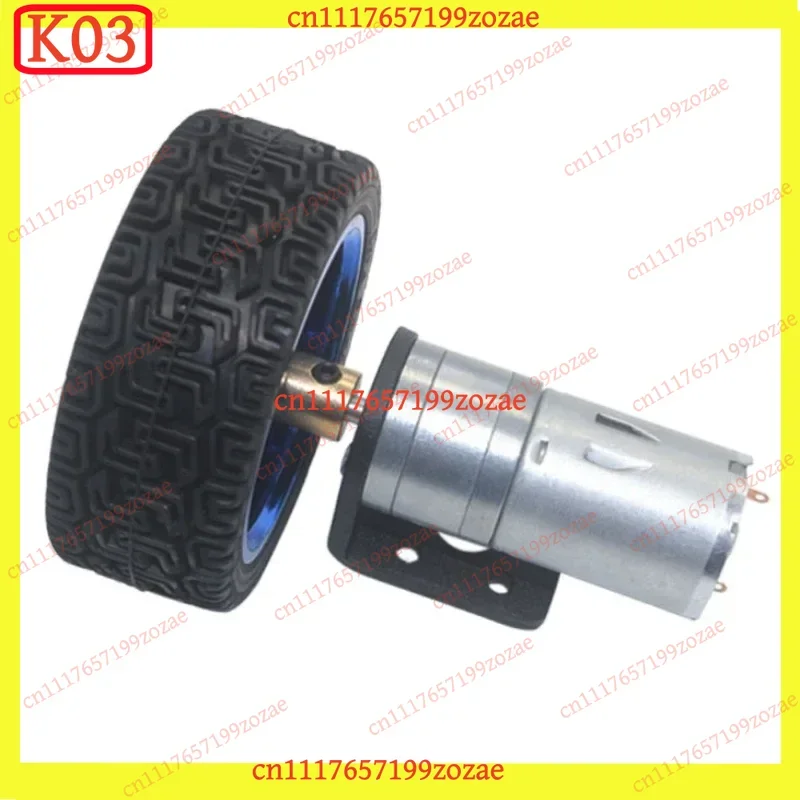k3 25GA-370 DC Encoder Gear Motor 6V/12V, 4mm Shaft 12-1360RPM with Bracket & Wheel Auto Parts