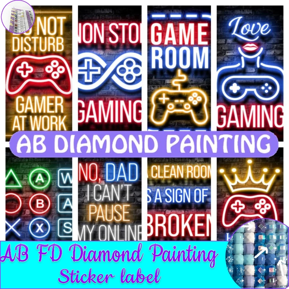 Leep Game Repeat Gaming DIY New 5D AB Diamond Painting Gamer Full Square Diamond Mosaic Embroidery Rhinestone Pictures