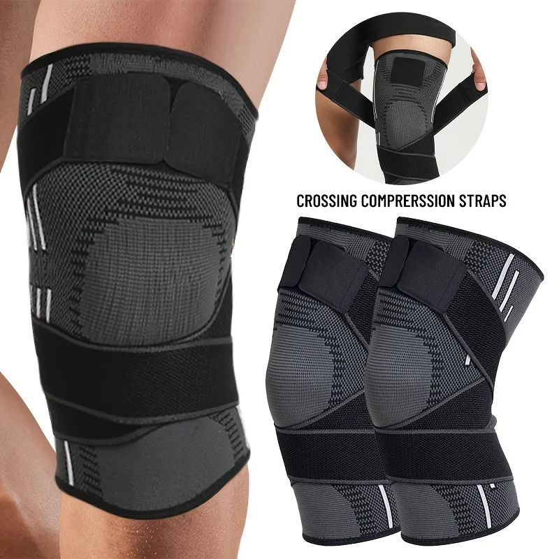 1pcs Adjustable High Elastic Knee Sleeves | Compression Braces with Crossing Straps, Knit Support for Daily Life, Office